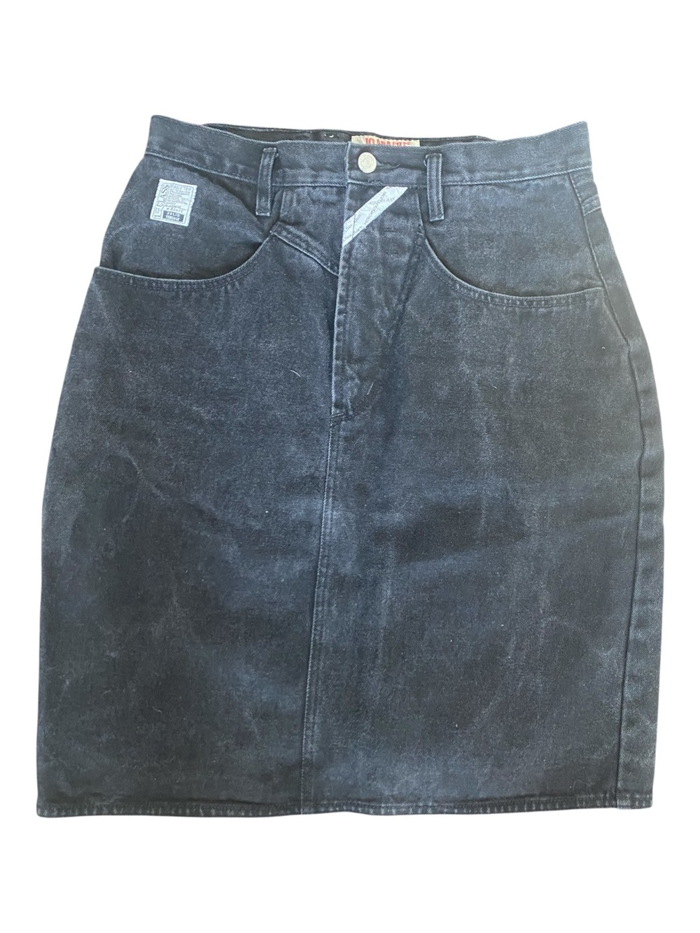 Jordache Basics Womens Vintage 1990s Black Denim Jean Skirt